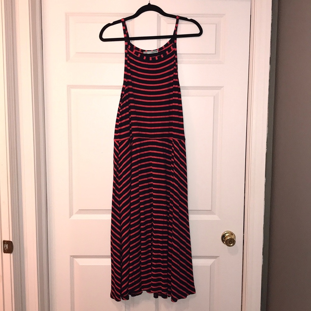 Maurice’s Navy and Coral Stripe Maxi